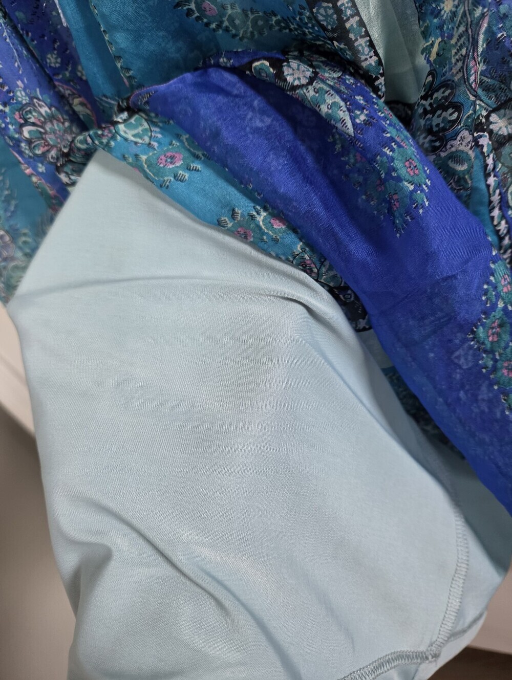 Blue Silk beaded maxi dress gown with waist tie patchwork boho stretch waist 4 - Picture 5 of 16
